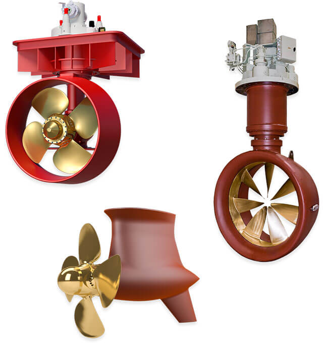 Graphics: Azimuth Thrusters (Push Ducted, Pull Open and Rim Driven)